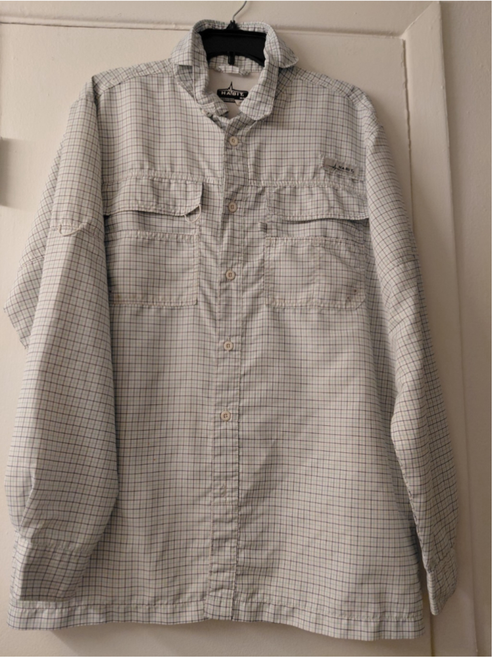 Men's Habit Fishing Shirt Button Up Vented Medium Long Sleeve